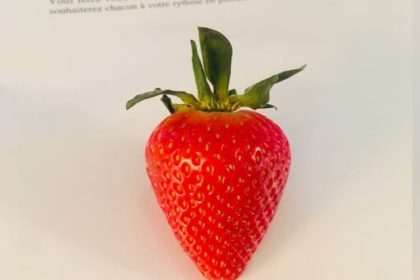 Une fraise. Prendre un fruit au lieu d'une sucrerie c'est s'accorder du bon sucre !